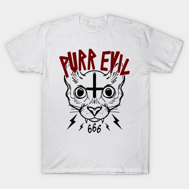 PURR EVIL - SATANIC CAT - OCCULT CAT - FUNNY CAT OCCULT T-Shirt by Tshirt Samurai